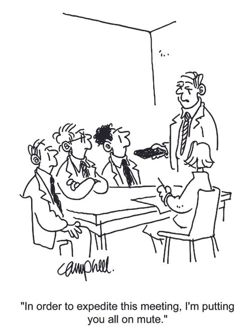 "In order to expedite this meeting, I'm putting you all on mute."