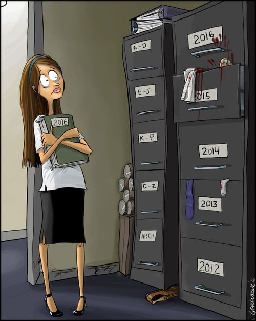 Monster in the filing cabinet.