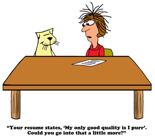 "You resume states, 'My only good quality is I purr'. Could you go into that a little more?"