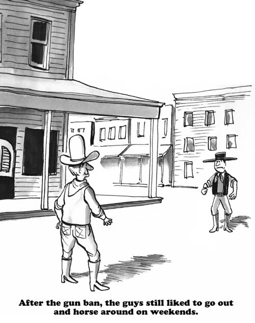 After the gun ban, the guys still liked to go out and horse around on weekends.