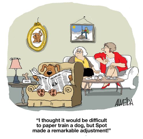 "I thought it would be difficult to paper train a dog, but Spot made a remarkable adjustment!"