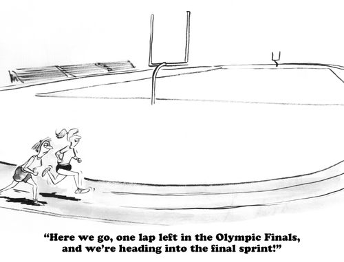 "Here we go, one lap left in the Olympic Finals, and we're heading into the final sprint!"