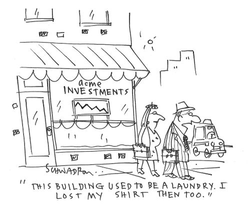 "This building used to be a laundry. I lost my shirt then too."