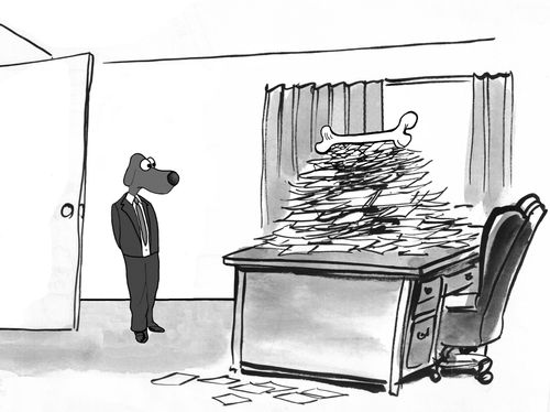 Business cartoon about an incentive to complete the paperwork.