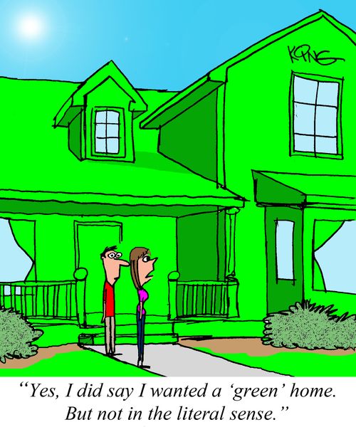 "Yes, I did say I wanted a 'green' home. But not in the literal sense."