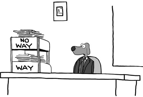 Business cartoon about an inbox system.