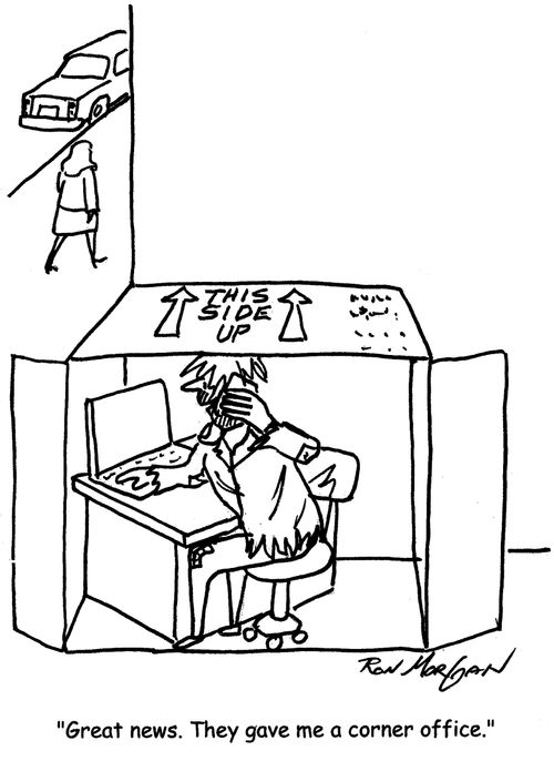 "Great news. They gave me a corner office."