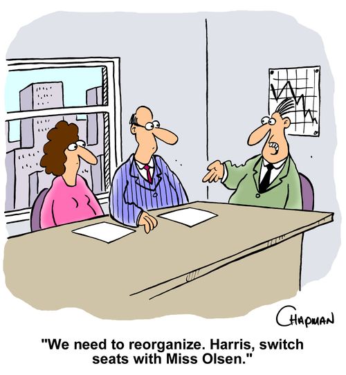 "We need to reorganize. Harris, switch seats with Miss Olsen."