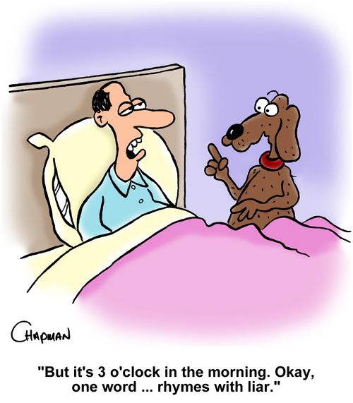 "But it's 3 o'clock in the morning. Okay, one word ... rhymes with liar."