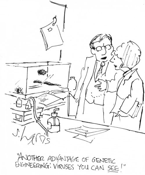 "Another advantage of genetic engineering:  viruses you can see."