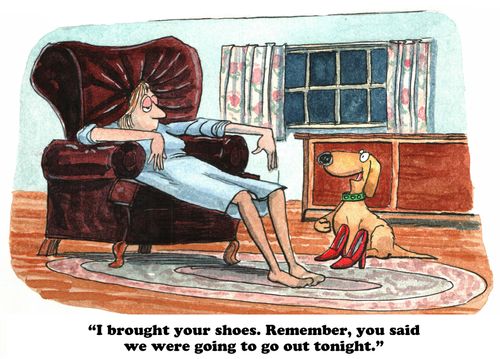 "I brought your shoes. Remember, you said we were going to go out tonight."
