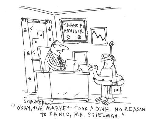 "Okay, the market took a dive. No reason to panic, Mr. Spielman."