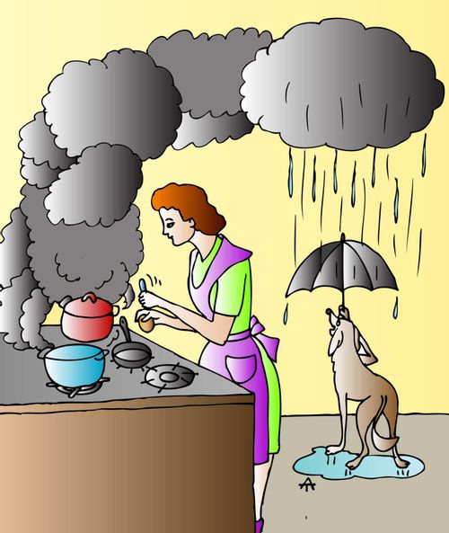 Woman in need of an extractor fan.
