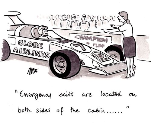 "Emergency exits are located on both sides of the cabin...."