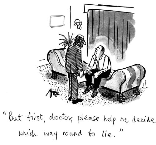 "But first, doctor, please help me decide which way round to lie."