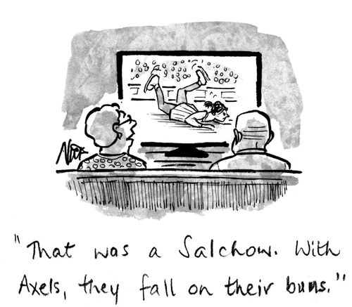 "That was a Salchow. With Axels, they fall on their buns."