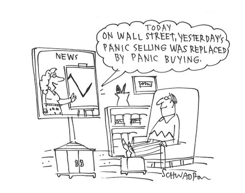 "Today on Wall Street, yesterday's panic selling was replaced by panic buying."
