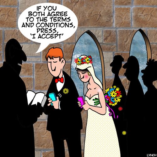 "If you both agree to the terms and conditions, press, 'I accept'."