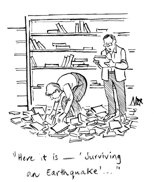 "Here it is - 'Surviving an Earthquake'..."