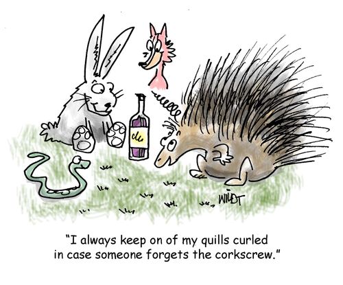 "I always keep one of my quills curled in case someone forgets the corkscrew."
