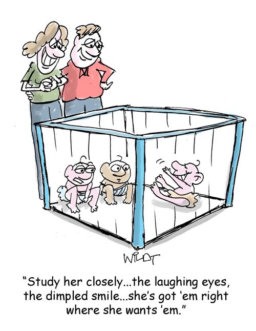 "Study her closely...the laughing eyes, the dimpled smile...she's got 'em right where she wants 'em."