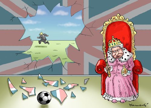 Boris Johnson runs away from Brexit, England is out of the Euros and the Queen is not amused.