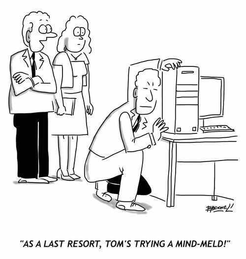 "As a last resort Tom's trying a mind-meld!"