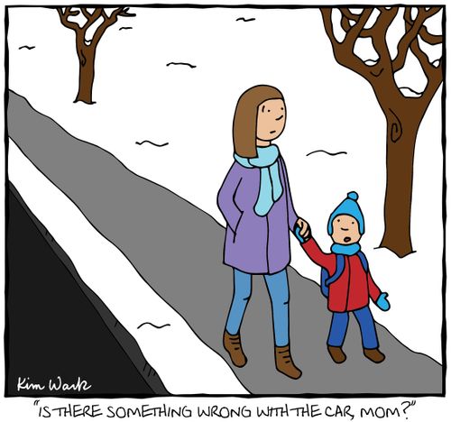 "Is there something wrong with the car, Mom?"