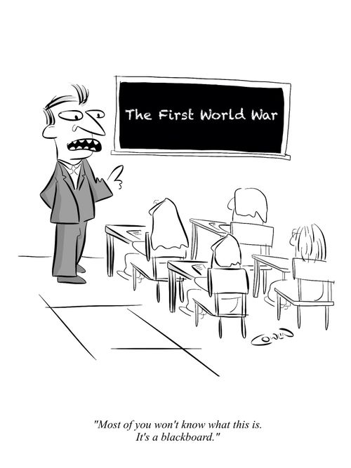 "Most of you won't know what this is. It's a blackboard."