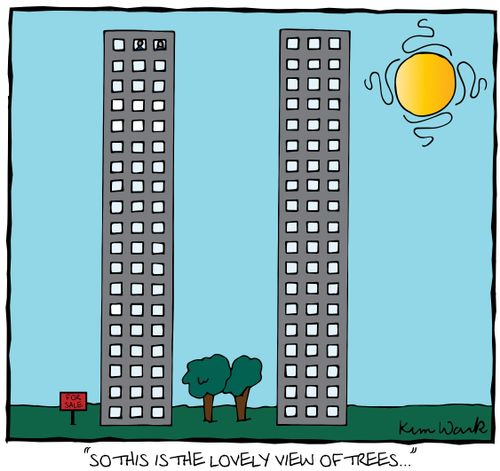 "So this is the lovely view of trees..."
