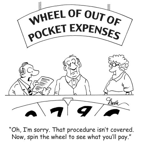 "Oh, I'm sorry. That procedure isn't covered. Now, spin the wheel to see what you'll pay."