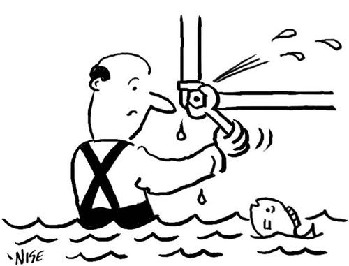 Plumber in a flooded room
