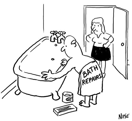 Plumber repairing a bath