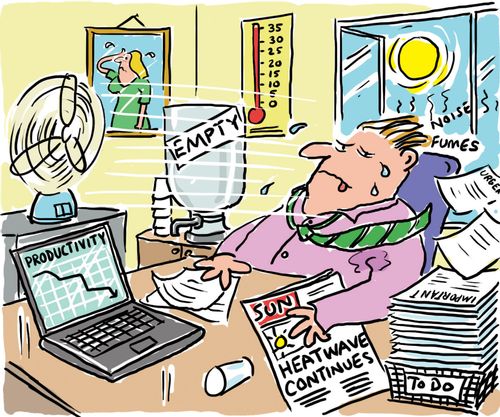 Overheated office where a member of staff is suffering from high temperatures