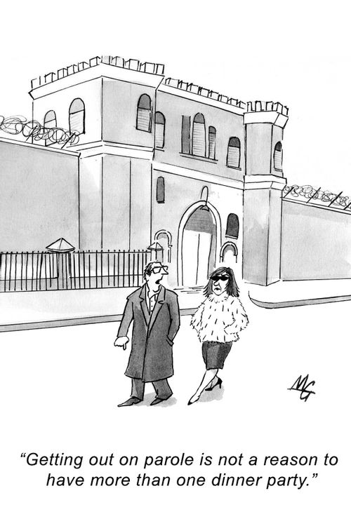 "Getting out on parole is not a reason to have  more than one dinner party."