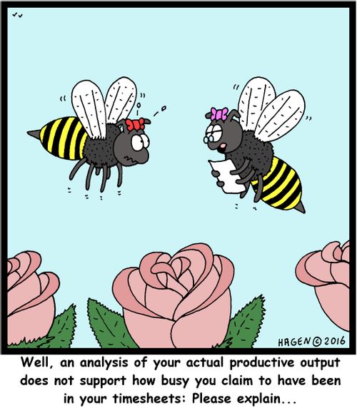 "Well, an analysis of your actual productive output does not support how busy you claim to have been in your timesheets: Please explain..."