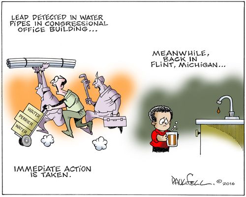 Lead detected in water pipes in congressional office building...Immediate action is taken....Meanwhile back in Flint, Michigan.