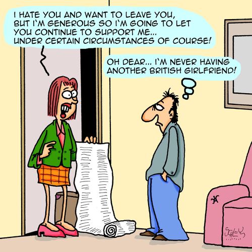 "I hate you and want to leave you, but I'm generous so I'm going to let you continue to support me...under certain circumstances of course!"
