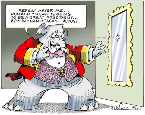 "Repeat after me...Donald is going to be a great president...better than Reagan...Huuge."