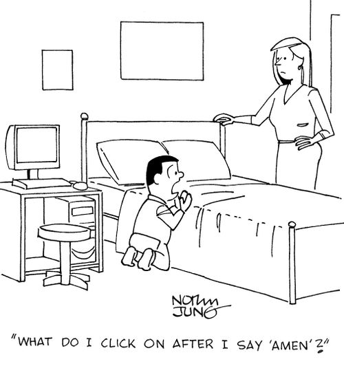 "What do I click on after I say 'Amen'?"
