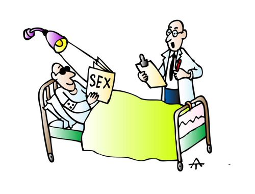 Unsuitable hospital reading material.