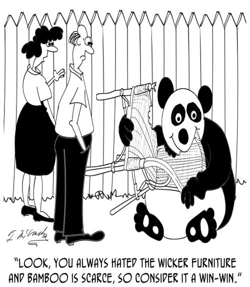 "Look, you always hated the wicker furniture and bamboo is scarce, so consider it a win-win."