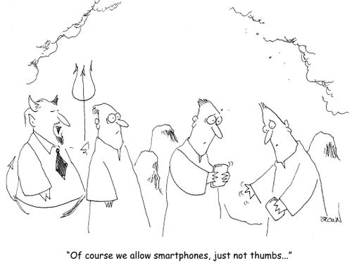"Of course we allow smartphones, just not thumbs..."