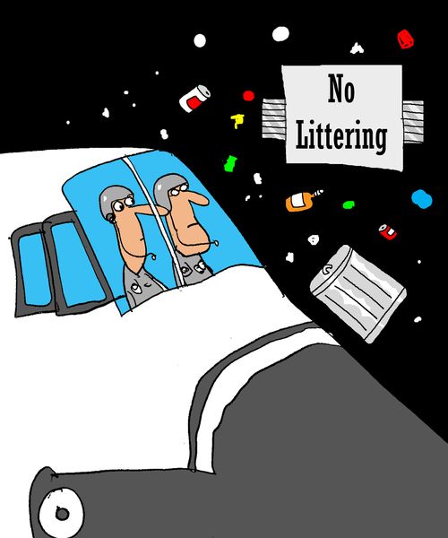 "No Littering" sign in space.