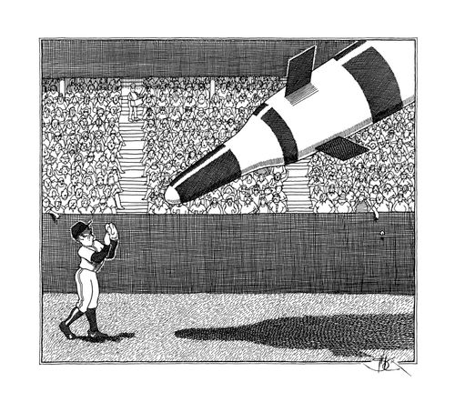 Baseball player with missile
