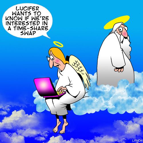 "Lucifer wants to know if we're interested in a time-share swap."