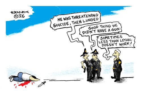 "He was threatening suicide, then lunged..."