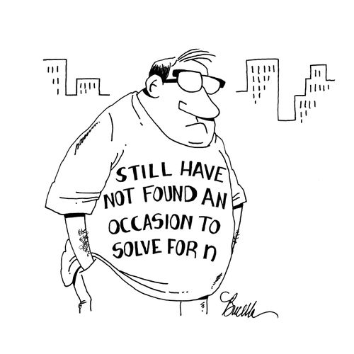 Still have not found an occasion to solve for n