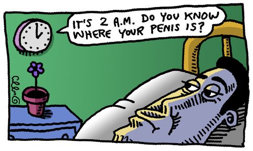 "It's 2 A.M. Do you know where your p***s is?"