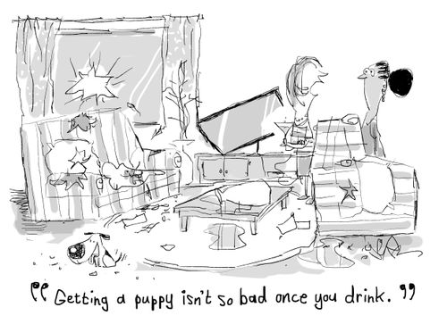 "Getting a puppy isn't so bad once you drink."